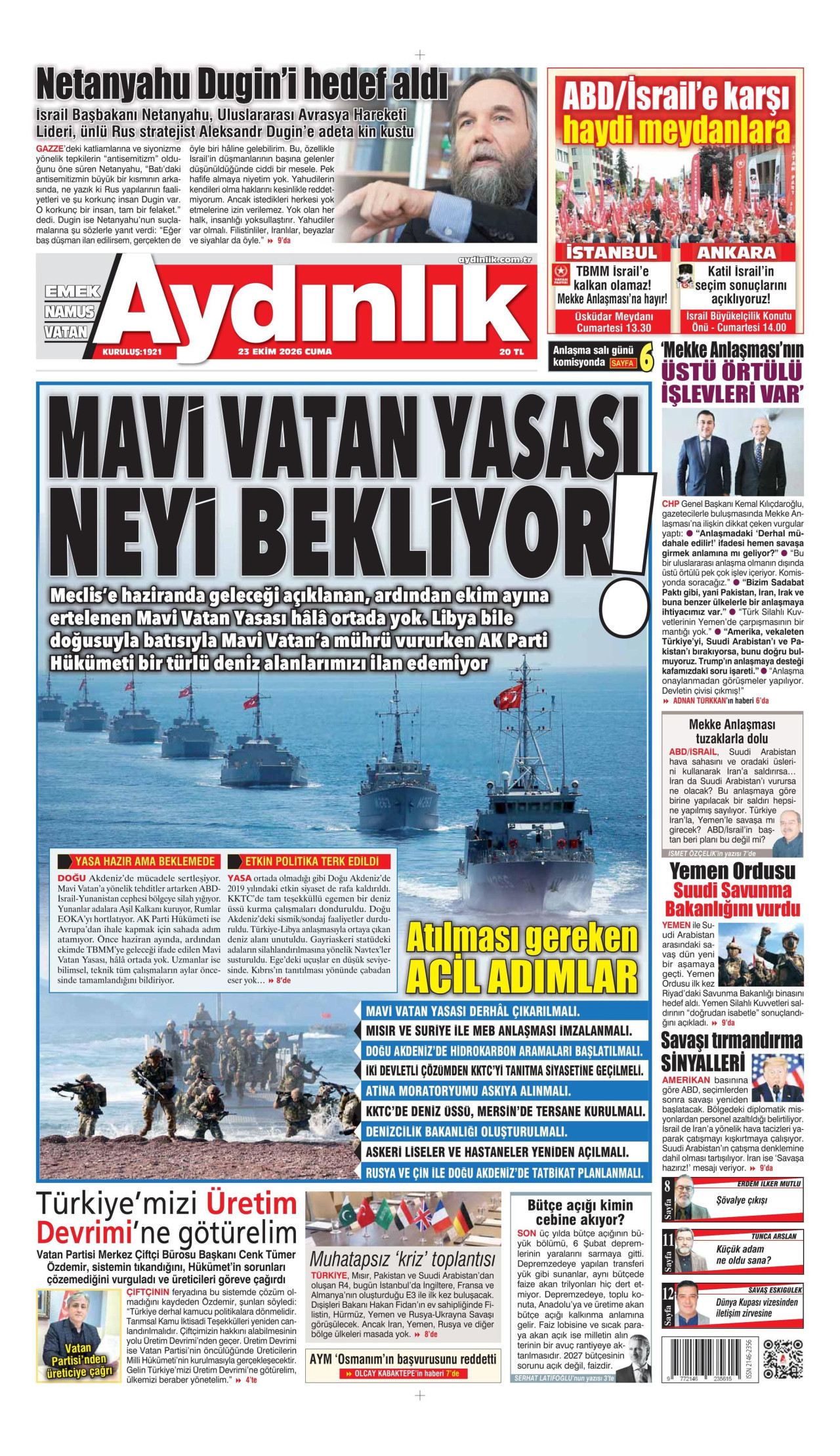 Aydınlık Gazetesi Gazetesi gazetesi manşeti