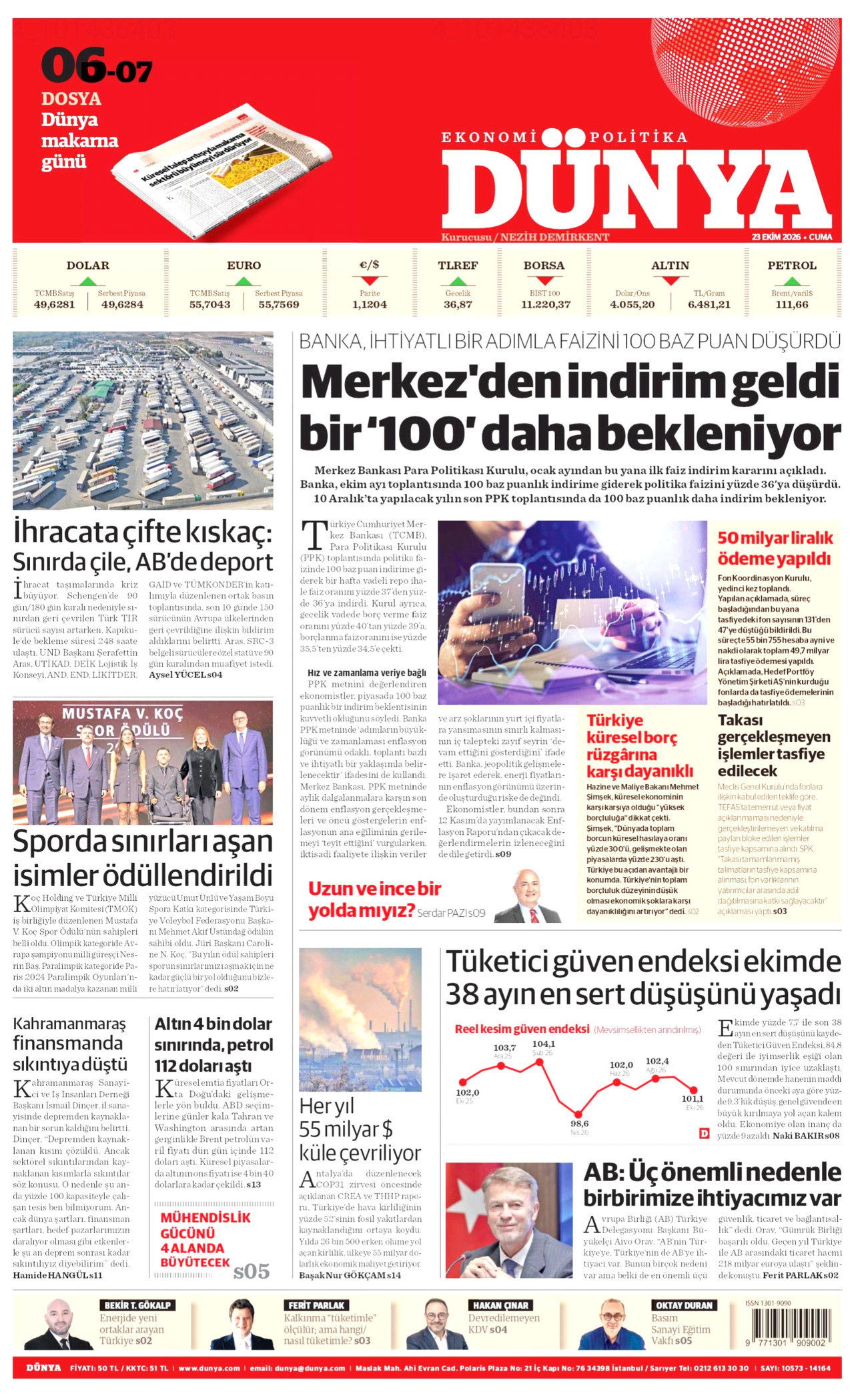 Dünya Gazetesi gazetesi manşeti