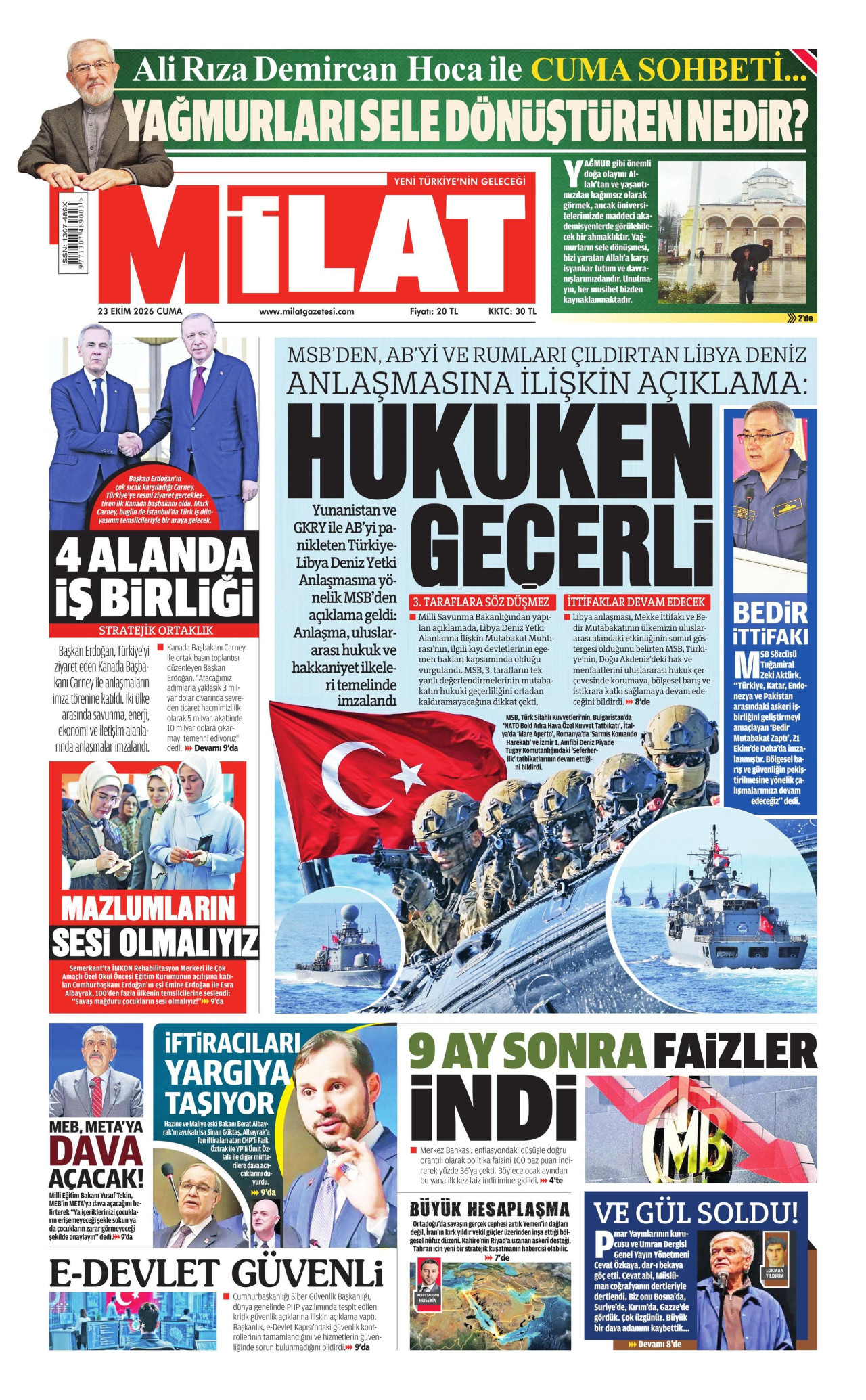 Milat Gazetesi gazetesi manşeti