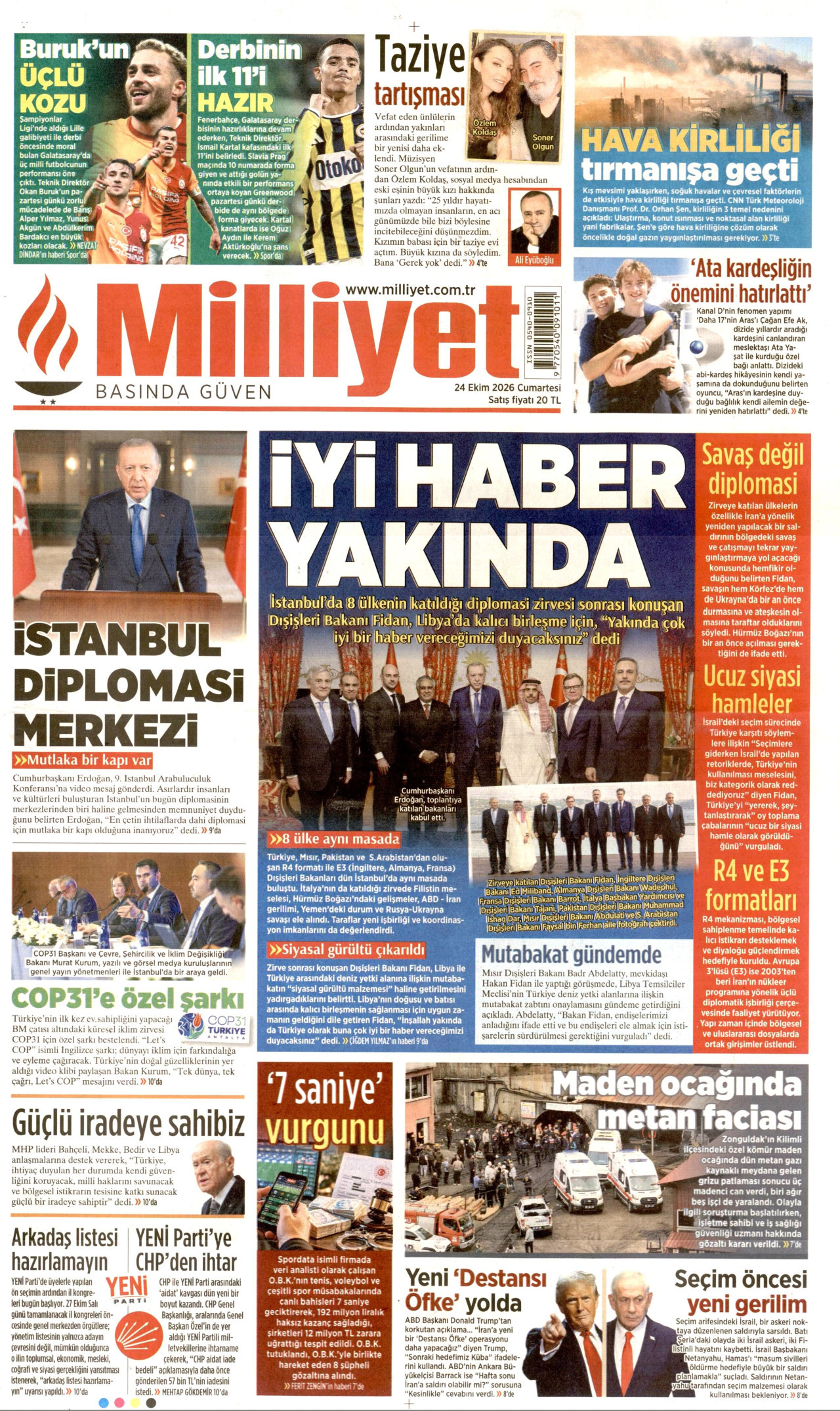 Milliyet Gazetesi gazetesi manşeti