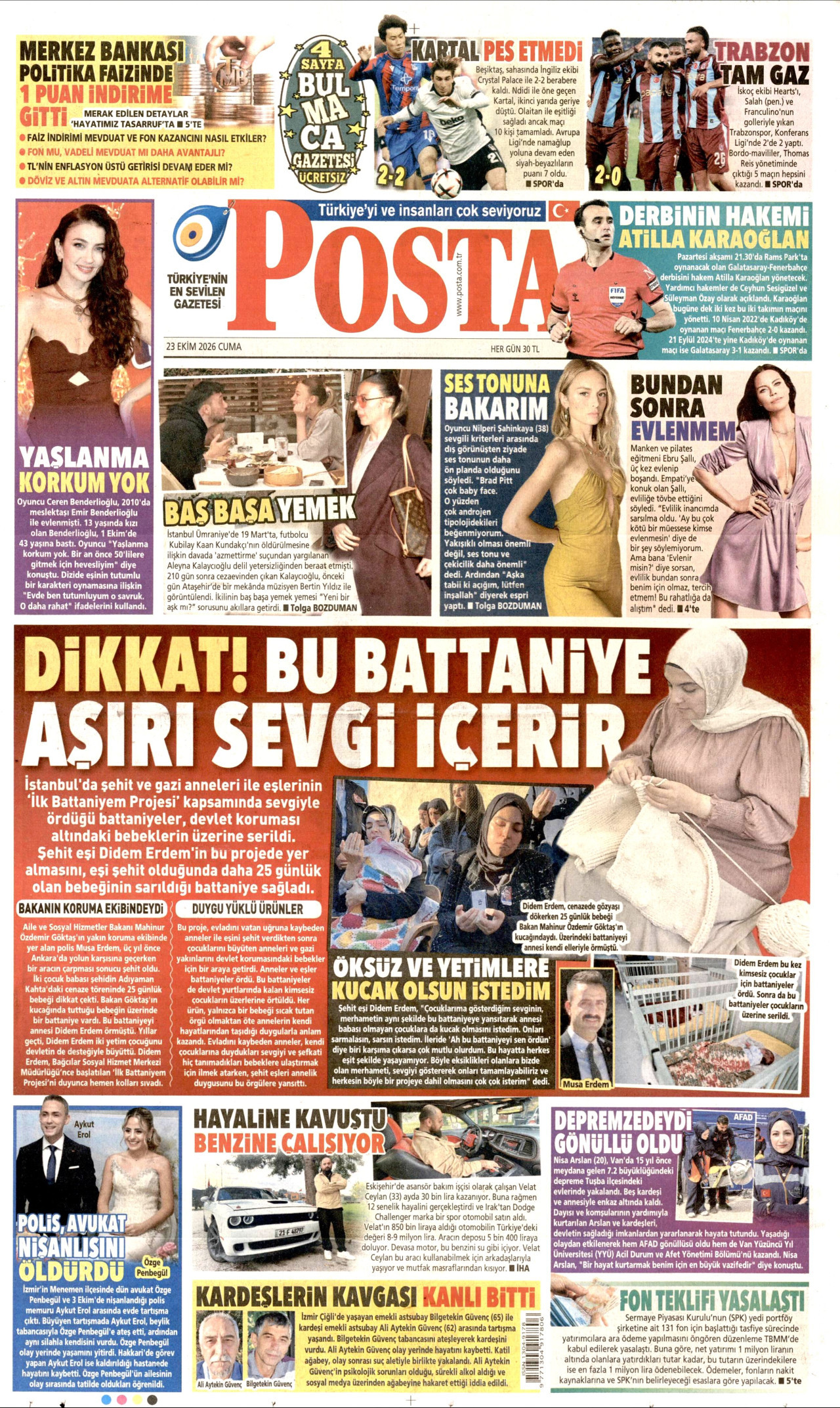 Posta Gazetesi gazetesi manşeti