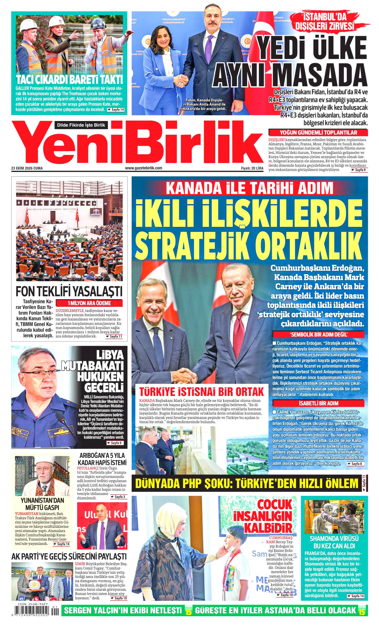 YeniBirlik Gazetesi gazetesi manşeti